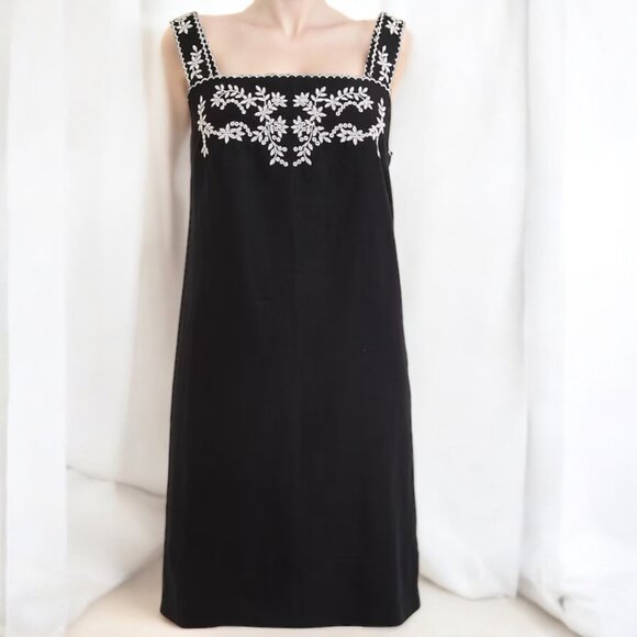 J. Crew Embroidered linen shift dress Size 8 - Picture 3 of 11